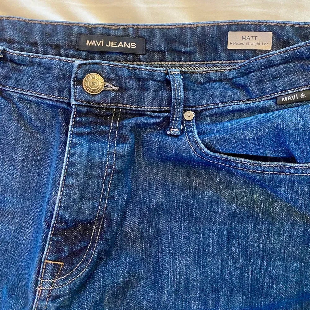 Mavi Matt Style Relaxed Straight Leg Men's Blue Denim Jeans - Picture 3 of 5